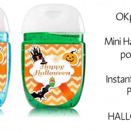 Halloween hand sanitizer label, sho..