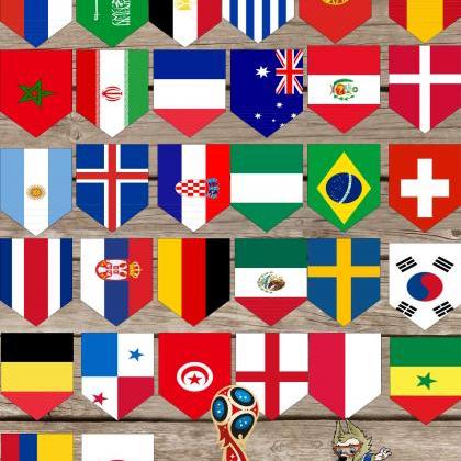 Russia 2018 World Cup Groups Flags Banner- Flags..