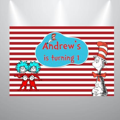 Cat In The Hat- Dr Seuss Birthday Backdrop-..