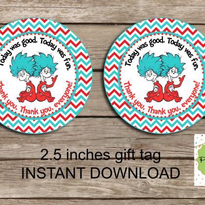 Dr Seuss Favor Tag - Instant Download 2.5 Inches..