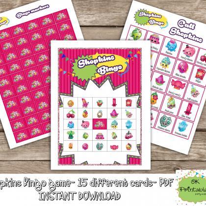 Shopkins Bingo Game (include 15 Different Cards)-..