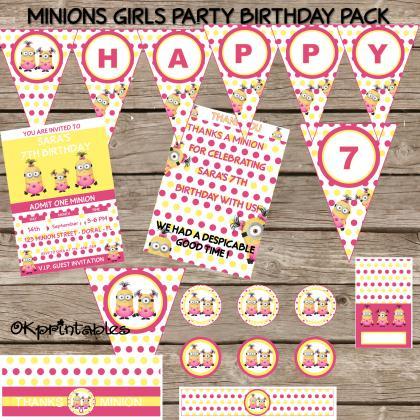 Minion Birthday Party Pack - Minion Girl Birthday..