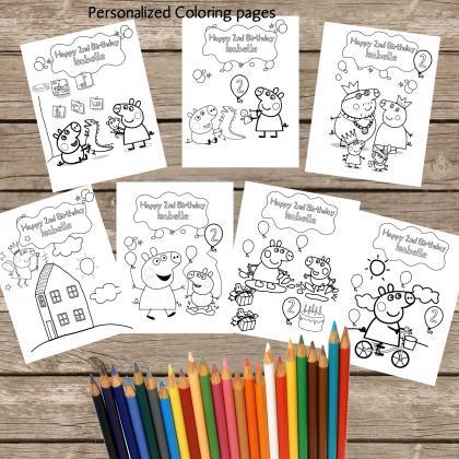 7 Personalized Peppa Pig Coloring Pages - Digital-..