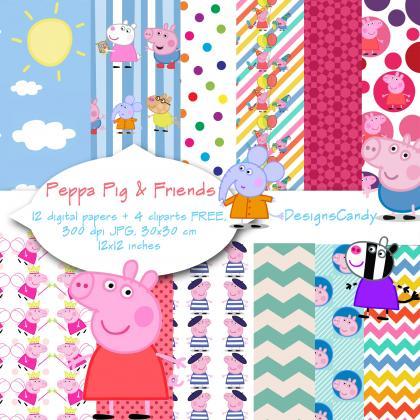 Peppa Pig Inspired Digital Paper,peppa Pig..
