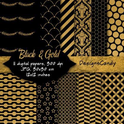Black & Gold Patterns, Digital Back..