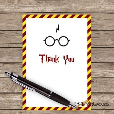 Harry Potter Thank you card- Printable Thank you card Harry Potter - HP Party- HP Thanks 
