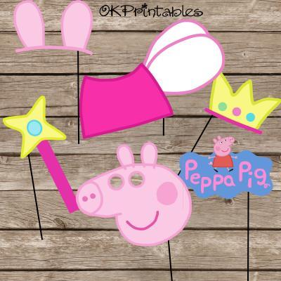 Peppa Pig Party Photo Booth Props / Peppa pig party / Peppa Pig Fairy Princess Party Photo Props / digital file 