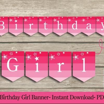 Birthday Girl PARTY PRINTABLE Banner - American Girl party banner - PDF