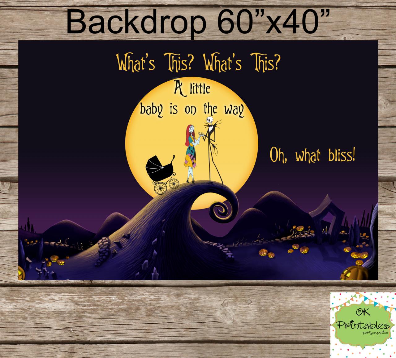 Nightmare Before Christmas Baby Shower Backdrop - Digital File- Dessert Table Backdrop