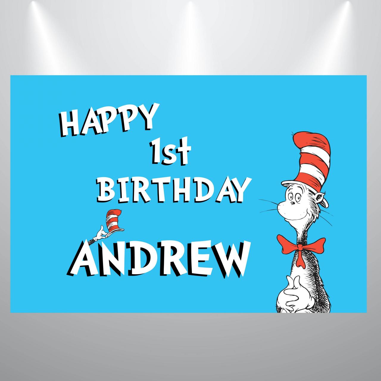 Cat In The Hat- Dr Seuss Birthday Backdrop- Digital Backdrop Design 2