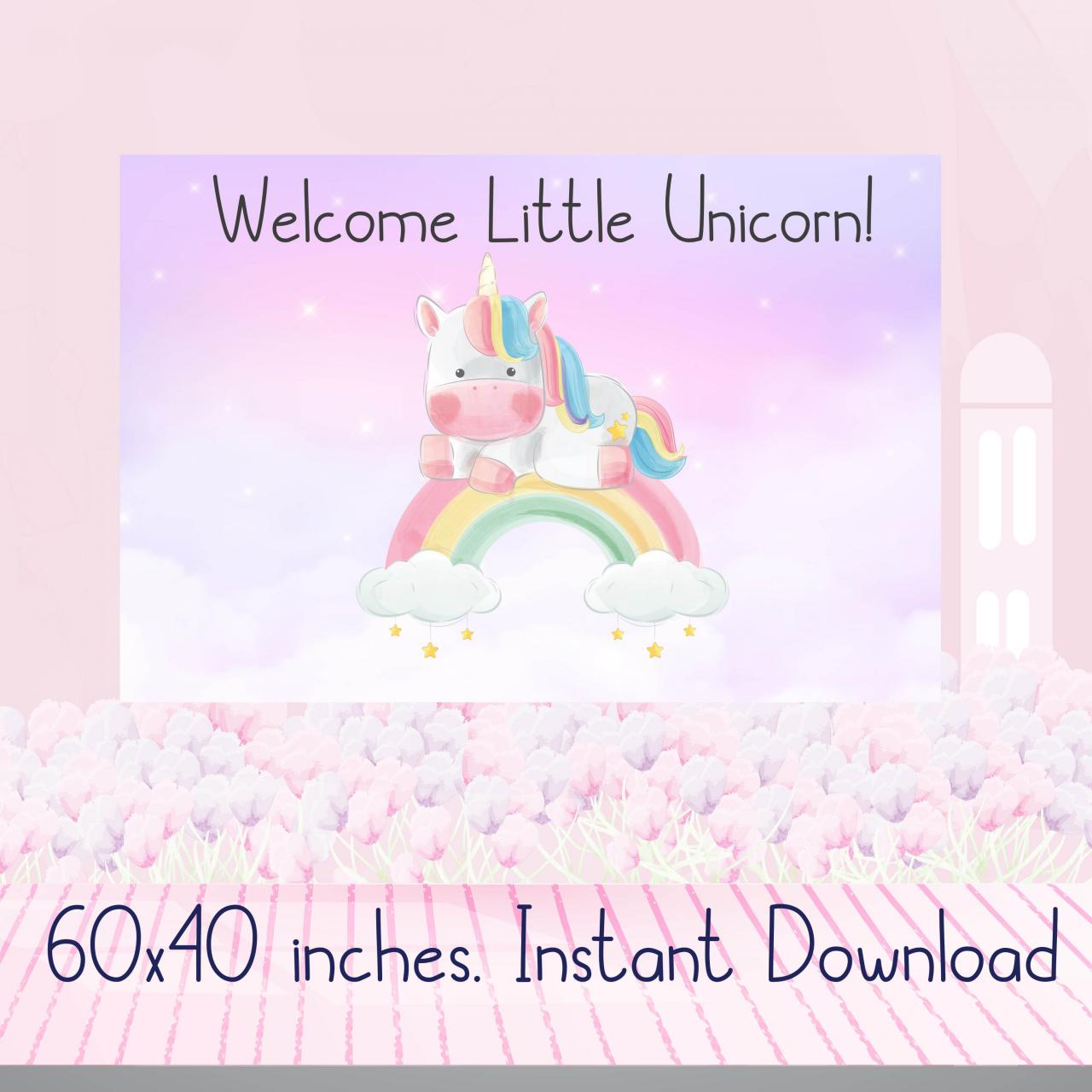 Welcome Little Unicorn Baby SHower Backdrop