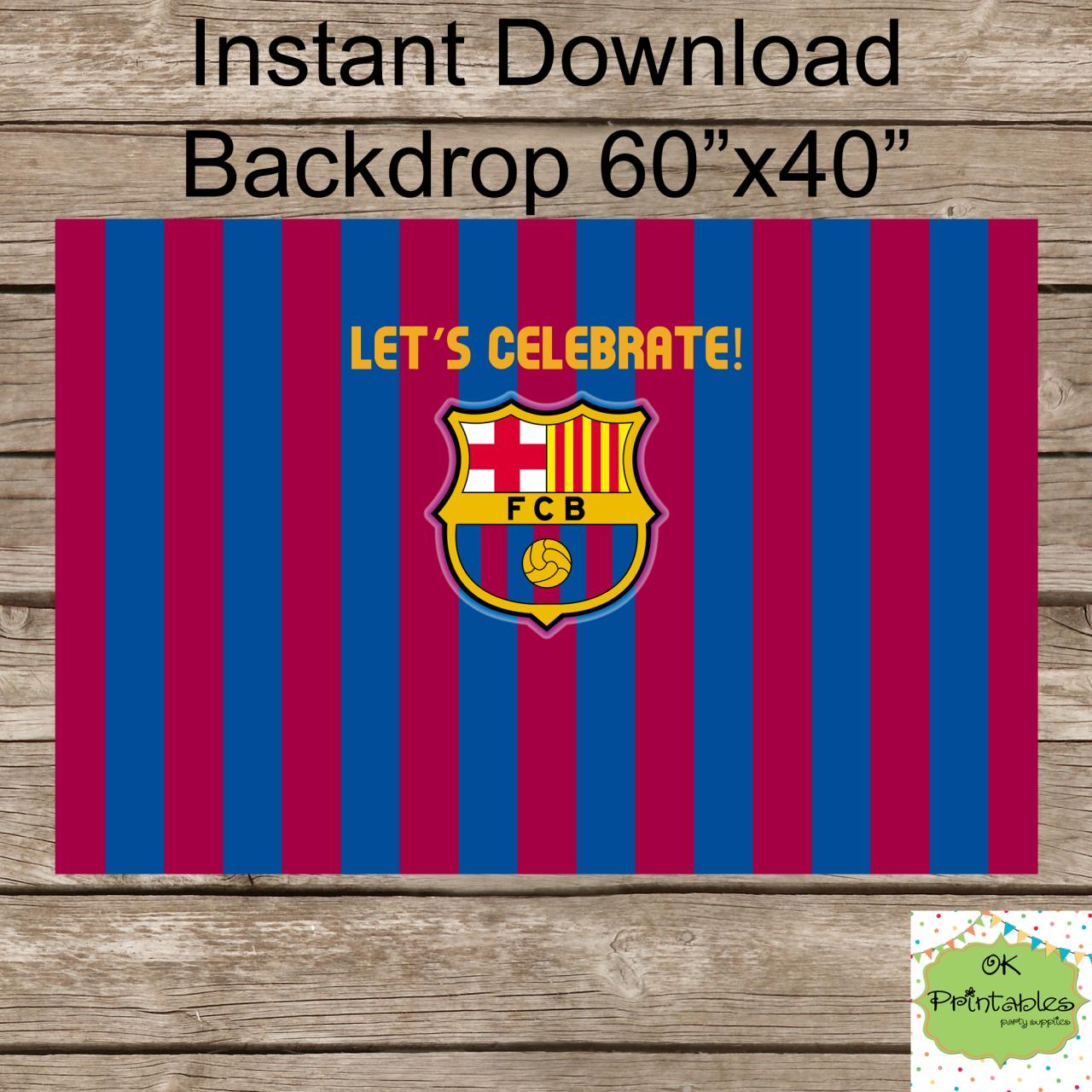 Fc Barca Sports Futbol Birthday- Soccer Backdrop- Barcelona