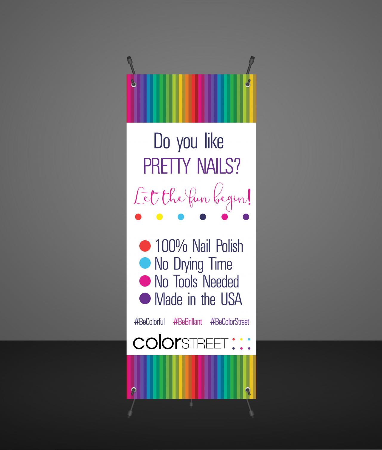 Digital Color Street Nail Stylist Banner -product Display - Vendor Show- Instant Download- Colorful Stripes
