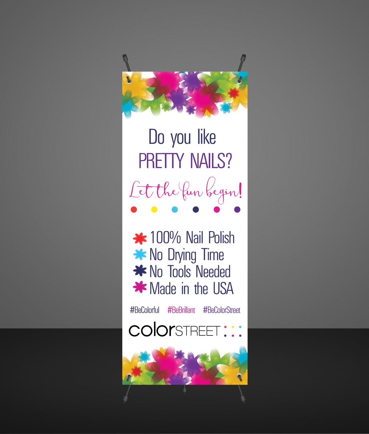 Digital Color Street Nail Stylist Banner -product Display - Vendor Show- Instant Download- Colorful Flowerus