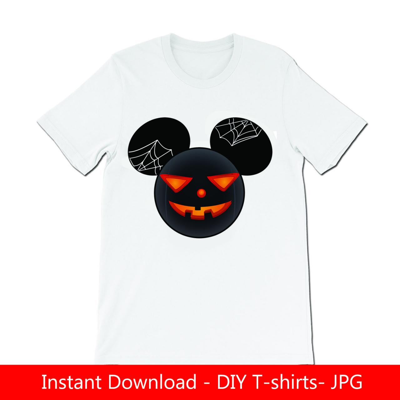 Mickey Ears Pumpkin Halloween D2 Diy Tshirt- Iron On- Jpg Files