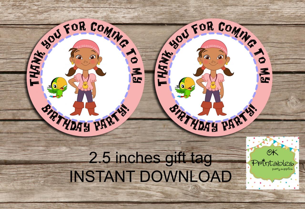 Izzy Pirates Favor Tag - Instant Download 2.5 Inches Tag, Printable Tag - Pirates Favor Tag Tag