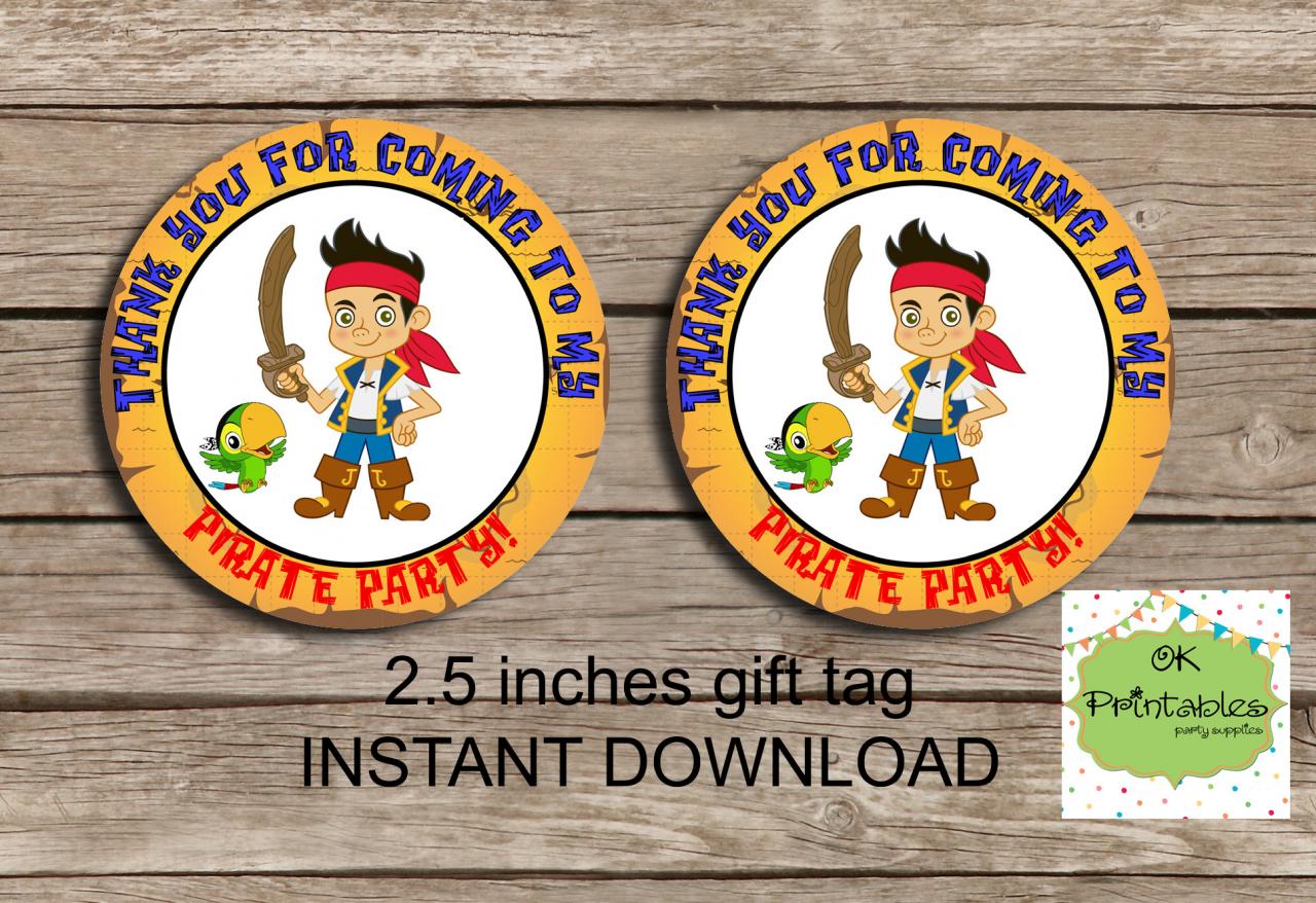 Jack Pirates Favor Tag - Instant Download 2.5 Inches Tag, Printable Tag - Pirates Favor Tag Tag