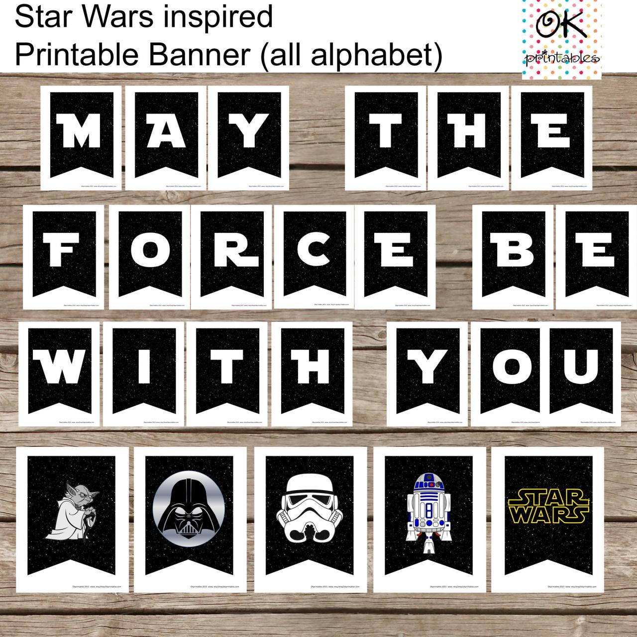 All Alphabet Star Wars Banner Printable Set- All Occassion- All Alphabeth, Digital File