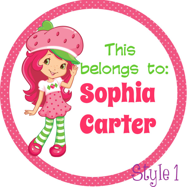 Strawberry Shortcake 2 Inches Round Label - Girl Labels For School -this Belongs To- Back To School Label- Printable Label -school Supplies