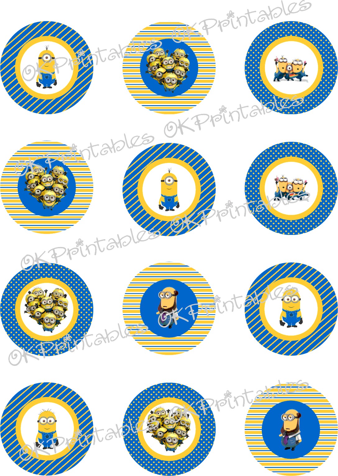 Minions (despicable Me) Cupcake Toppers, Printable, Minion Circles, Back To School Labels Also Available