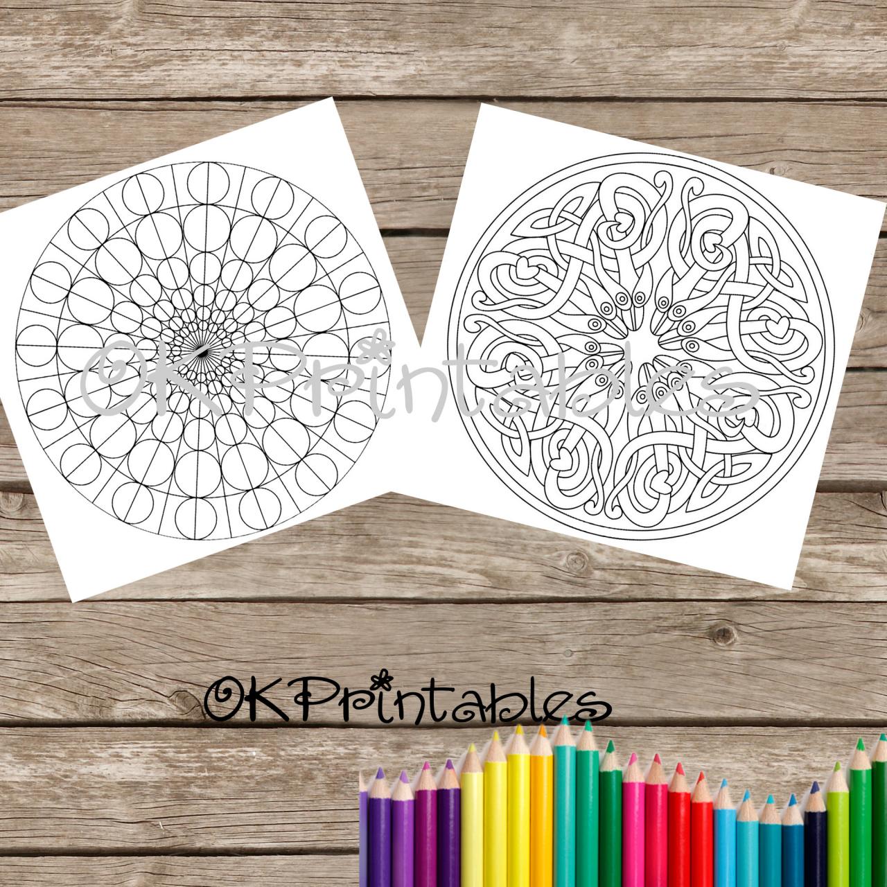 Pack Of 13 Beautiful And Detailed Mandala To Color-in, In Pdf Format. Instant Download