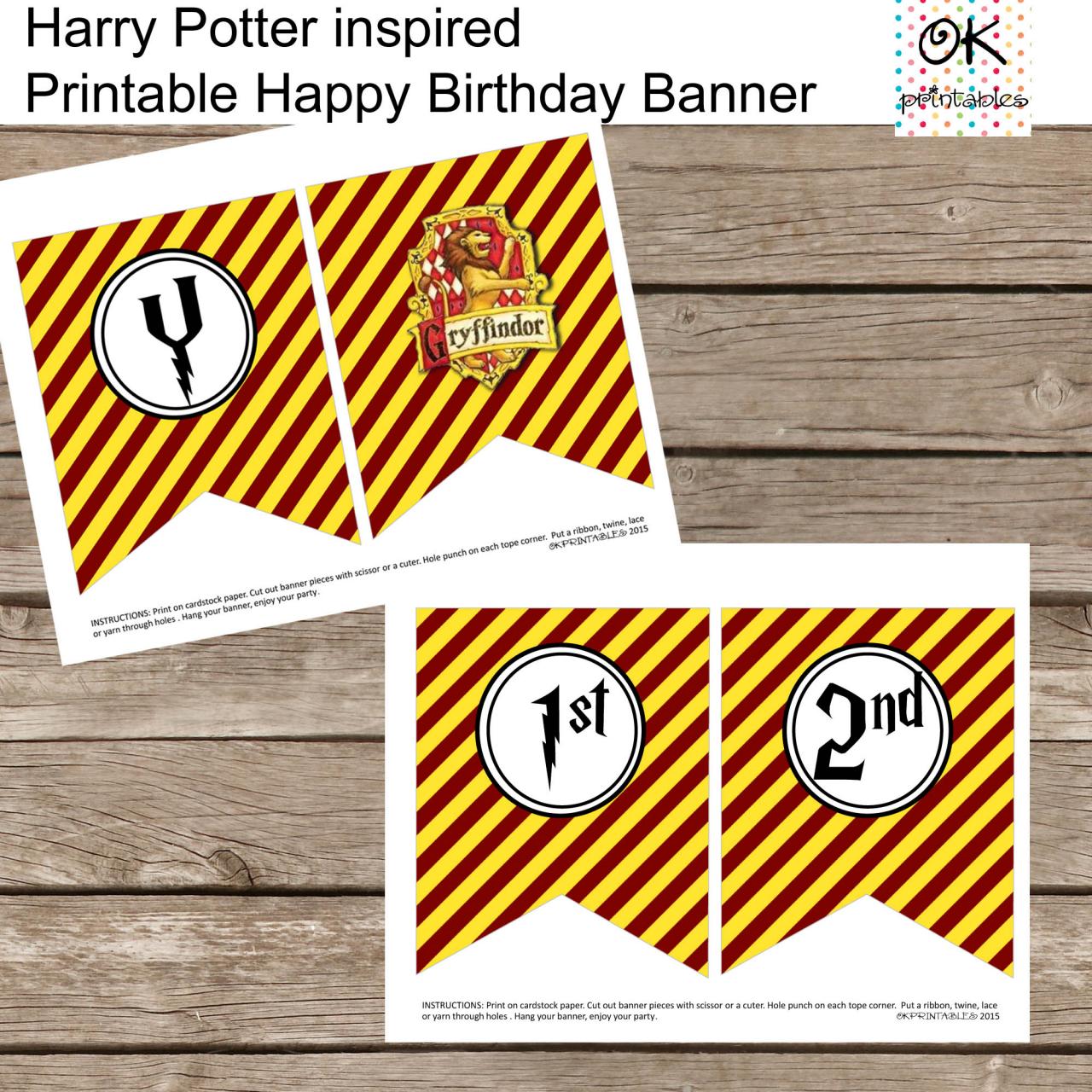 Harry Potter Inspired Happy Birthday Banner / Diy Harry Potter Style ...