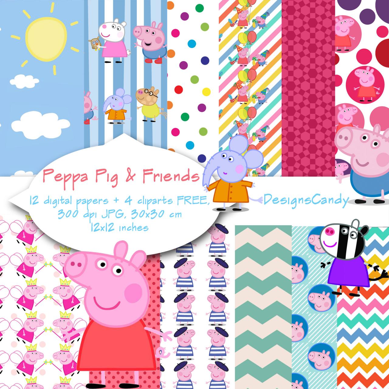 Peppa Pig Inspired Digital Paper,peppa Pig Clipart, Scrapbook, Background, Digital Paper, Birthday Party Theme, Invitations. P&c Use