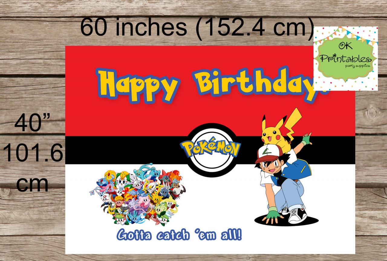 Pokemon Backdrop Printable, Digital File- Pokemon Happy Birthday -
