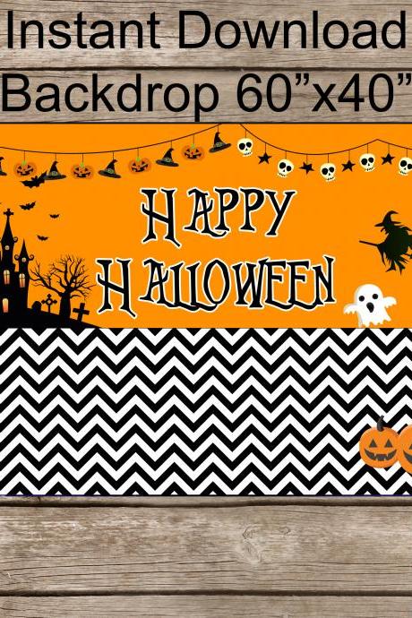 Happy Halloween Backdrop - Dessert table backdrop- Halloween Party- Halloween party School- Halloween Sign