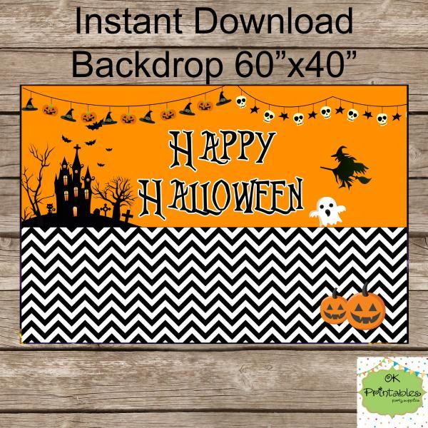 Happy Halloween Backdrop - Dessert table backdrop- Halloween Party- Halloween party School- Halloween Sign
