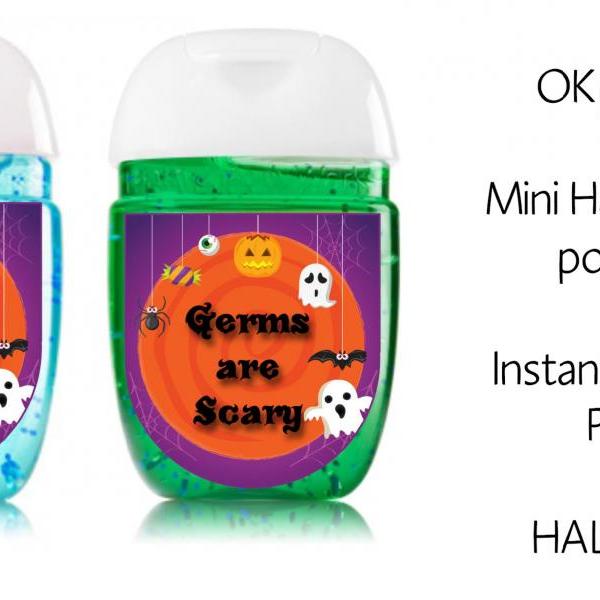 Halloween hand sanitizer label, shower party favors - Halloween Class Parties favor