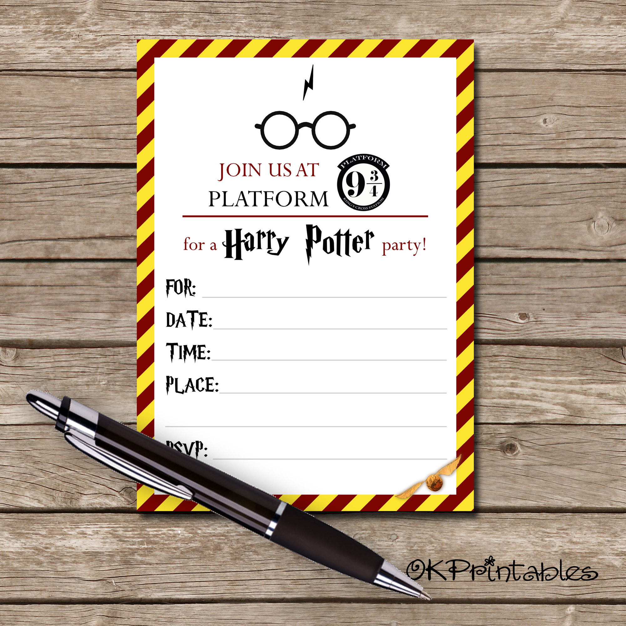 Harry Potter Birthday Invitation Template