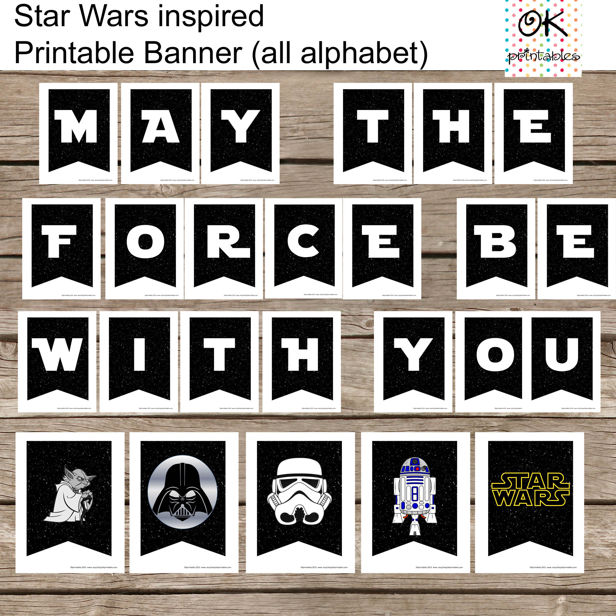 All Alphabet Star Wars Banner Printable Set All Occassion All 